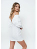 Draped Long Sleeves White Jersey Fantastic Short Party Dress